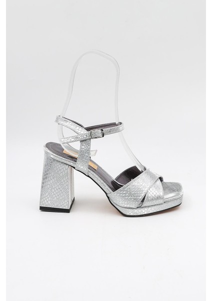 Kadın Çapraza Çapraz Abiye Ayakkabı PM08 Gümüş
