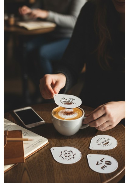 Kahve Şablonu, Kahve Süsleme Seti, Tatlı Süsleme Seti, 4'lü Set