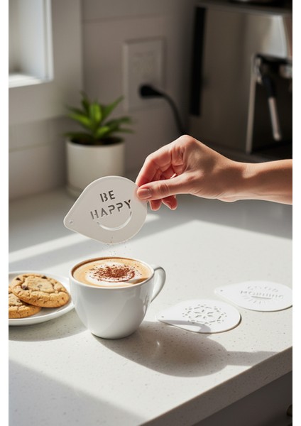 Kahve Şablonu, Kahve Süsleme Seti, Tatlı Süsleme Seti, 4'lü Set modelleri