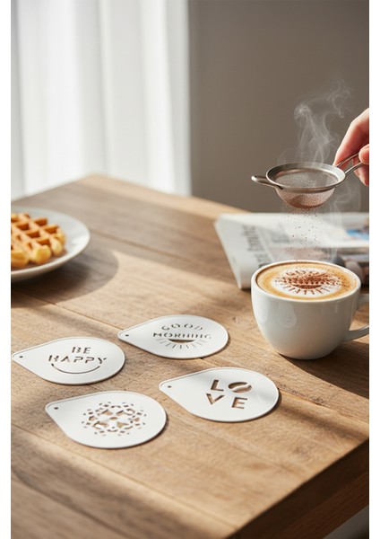 Kahve Şablonu, Kahve Süsleme Seti, Tatlı Süsleme Seti, 4'lü Set indirimleri