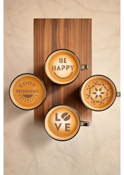 Kahve Şablonu, Kahve Süsleme Seti, Tatlı Süsleme Seti, 4'lü Set