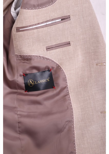 Erkek Bej Keten Dokulu Spor Ceket fırsatları