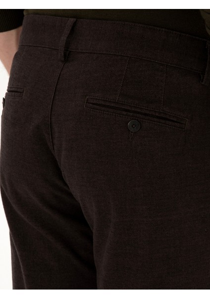 Erkek Koyu Kahverengi Slim Fit Pamuk Karışımlı Armürlü Kanvas Pantolon 50311720-VR084 modelleri