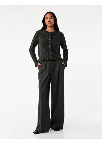 Fırfır Detaylı Uzun Kollu Bisiklet Yaka Triko Hırka fiyatları