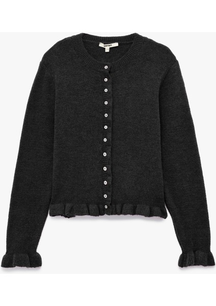 Fırfır Detaylı Uzun Kollu Bisiklet Yaka Triko Hırka modelleri