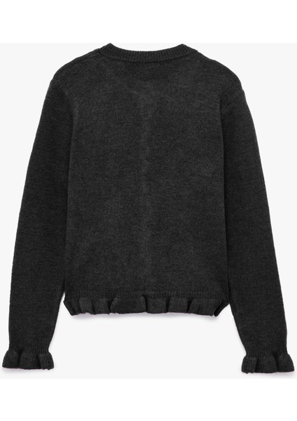 Fırfır Detaylı Uzun Kollu Bisiklet Yaka Triko Hırka fırsatları