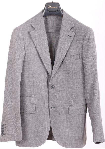 Erkek Gri Keten Dokulu Spor Ceket