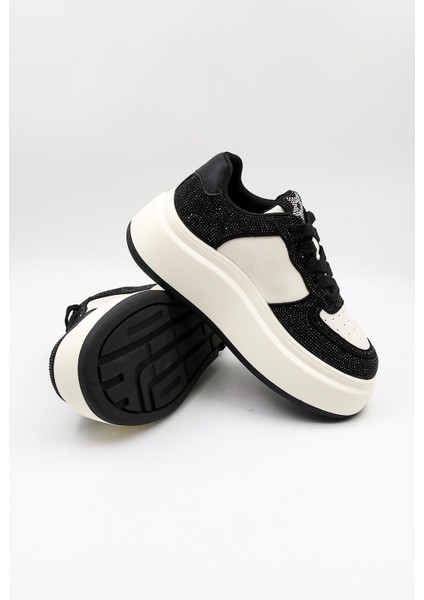 Kadın Kalın Taban Taş Detaylı Bağcıklı Günlük Spor Ayakkabı GJ360 - Siyah - 36 modelleri