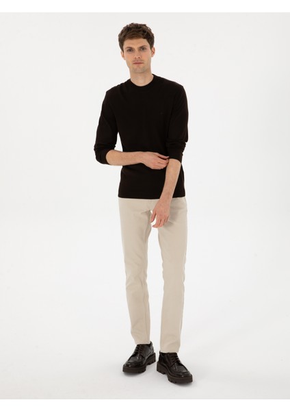 Erkek Kahverengi Slim Fit Yün Karışımlı Çeyrek Balıkçı Basic Triko Kazak 50315295-VR029 fırsatları
