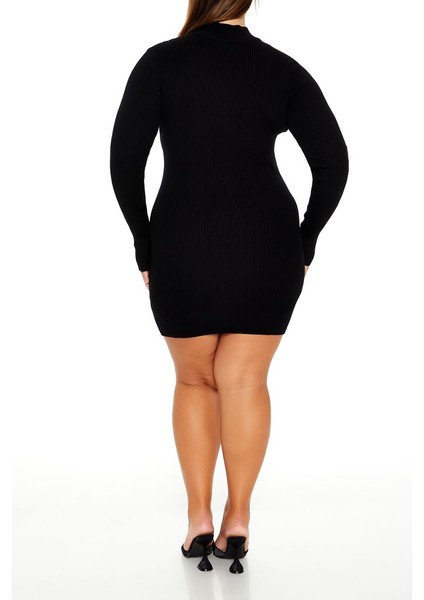 Plus Size Mini Kazak Elbise