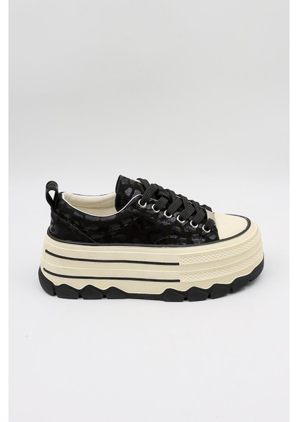 Kristebell Ithal Özel Seri Kadın Dolgu Taban Sneaker Ayakkabı KB1015 - Siyah - 36