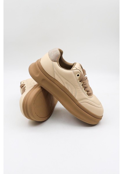 Kristebell Ithal Özel Seri Kadın Taş Detaylı Bağcıklı Sneaker Ayakkabı KB1036 - Bej - 36 fiyatları