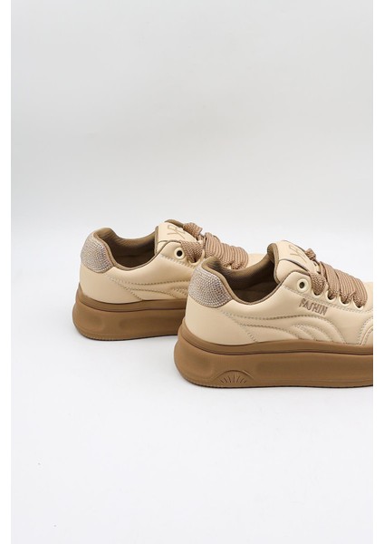 Kristebell Ithal Özel Seri Kadın Taş Detaylı Bağcıklı Sneaker Ayakkabı KB1036 - Bej - 36 modelleri