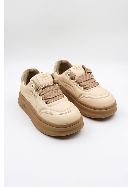 Kristebell Ithal Özel Seri Kadın Taş Detaylı Bağcıklı Sneaker Ayakkabı KB1036 - Bej - 36 fırsatları