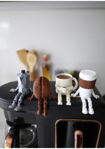 Sevimli Kahve Köşesi Biblo Seti - 4 Parça Kahve Seti - Moka Pot - Kahve Bardağı - Dekoratif Obje fiyatları