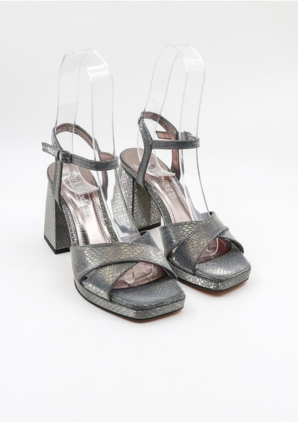 Kadın Çapraza Çapraz Abiye Ayakkabı PM08 Platin fırsatları