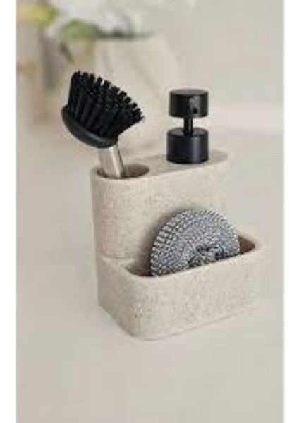 Polyresin Mermer Desenli Tezgah Üstü Sıvı Sabunluk – Fırçalı ve Süngerli Deterjanlık fiyatları