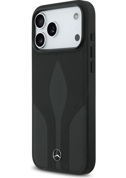 iPhone 17 Pro Max Uyumlu Kılıf Mercedes Benz Lisanslı M-Safe Şarjlı Dokulu Desenli Deri Kapak Siyah fiyatları