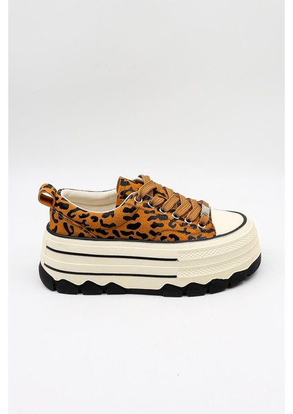 Kristebell Ithal Özel Seri Kadın Dolgu Taban Sneaker Ayakkabı KB1015 - Leopar - 36