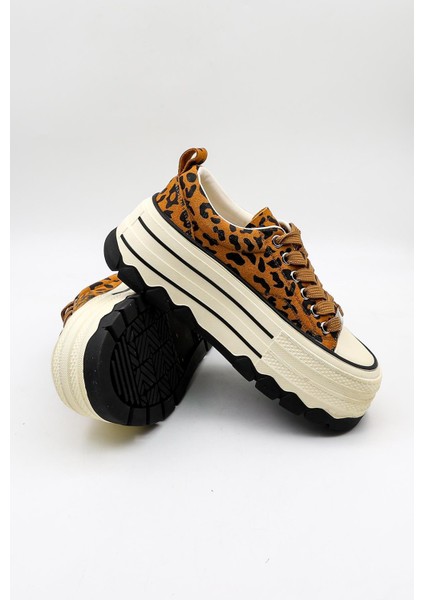 Kristebell Ithal Özel Seri Kadın Dolgu Taban Sneaker Ayakkabı KB1015 - Leopar - 36 modelleri
