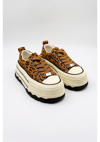 Kristebell Ithal Özel Seri Kadın Dolgu Taban Sneaker Ayakkabı KB1015 - Leopar - 36 fırsatları