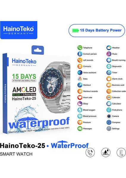 Haino Teko 25 Su Geçirmez 15 Gün Şarj ve Güçlü Cam Özellikli Akıllı Saat fiyatları