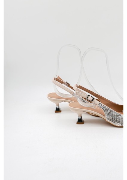 Kısa Topuklu Taşlı Kadın Ayakkabı PM221 Ten fiyatları