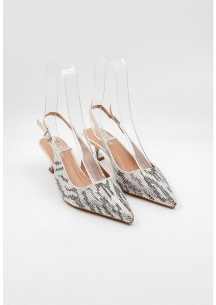 Kısa Topuklu Taşlı Kadın Ayakkabı PM221 Ten modelleri