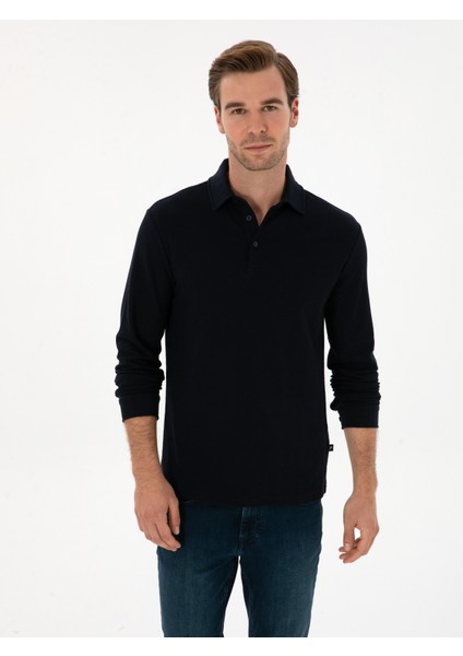 Erkek Lacivert Regular Fit Pamuk Karışımlı Polo Yaka Sweatshirt 50311374-VR033 modelleri