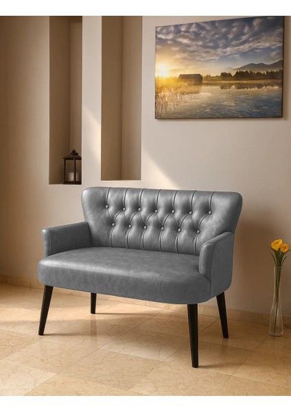 - Roma Ikili Koltuk Kanepe - Deri Kumaş - Gürgen Iskelet - Gri fiyatları