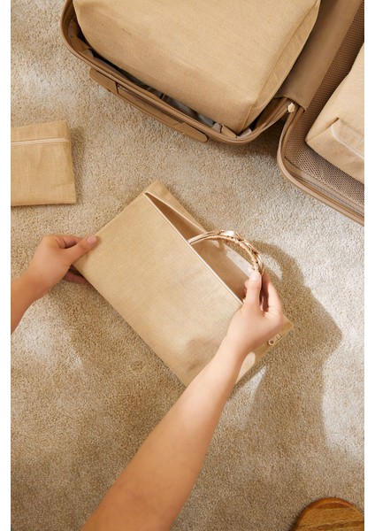 6'lı Jüt Keten Kumaş Bavul Içi Düzenleyici Set fırsatları