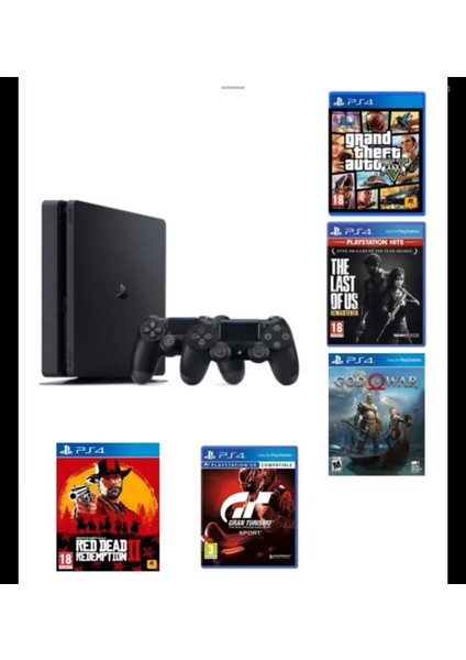 Playstatıon 4 Slım 1 TB Teşhir Ürün + 5 Adet Oyun 12 Ay Garantı