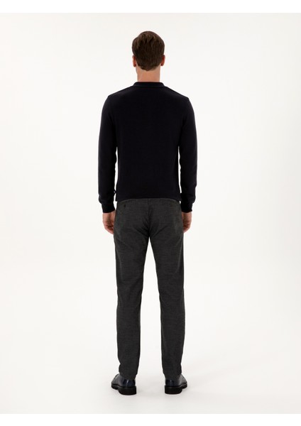 Erkek Antrasit Slim Fit Pamuk Karışımlı Armürlü Kanvas Pantolon 50311720-VR006