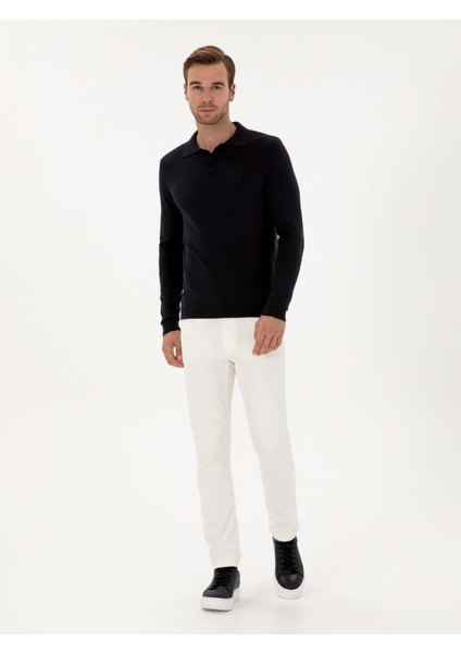 Erkek Lacivert Regular Fit Pamuk Karışımlı Polo Yaka Basic Triko Kazak 50318673-VR033 fırsatları