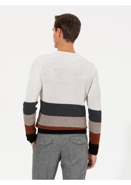 Erkek Bej Slim Fit Yün Karışımlı Bisiklet Yaka Triko Kazak 50258841-VR011 indirimleri