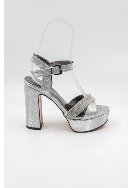 Kadın Topuklu Ayakkabı PM08 Gümüş
