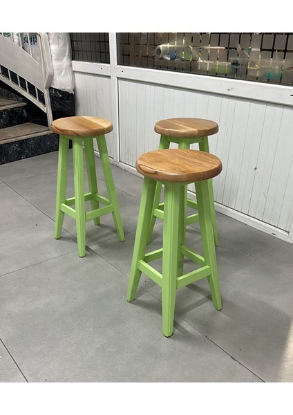-Yeşil Ahşap Tabure-Bar Sandalye-70 cm -1 Adet modelleri