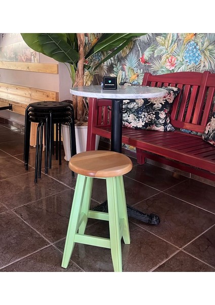 -Yeşil Ahşap Tabure-Bar Sandalye-70 cm -1 Adet fırsatları