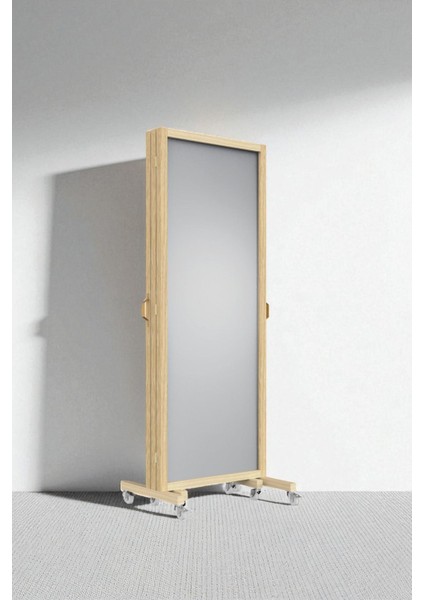 Bej Aynalı Tekerlekli Ahşap Paravan Seperatör Oda Bölme modelleri