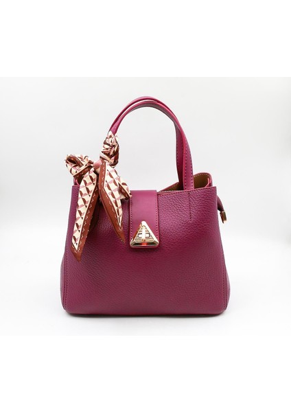 Marka Ithal Fular Detaylı Klasik Bayan Çanta KB012 Mor