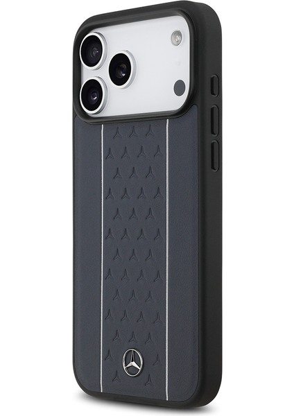 iPhone 17 Pro Max Kılıf Mercedes Benz Lisanslı M-Safe Şarj Şeritli Yıldız Metal Logolu Deri Lacivert fiyatları