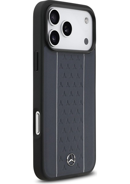 iPhone 17 Pro Max Kılıf Mercedes Benz Lisanslı M-Safe Şarj Şeritli Yıldız Metal Logolu Deri Lacivert fırsatları