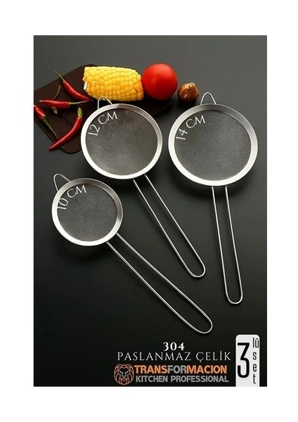 Süzgeç Seti 3 Boy Çok Amaçlı Süzgeç 304 Çelik Profesyoneller Için fiyatları