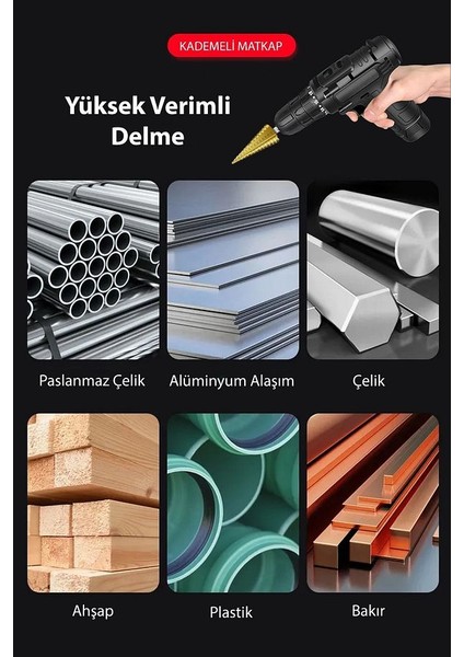 3'lü Kademeli Matkap Ucu Panç Seti Paslanmaz 3 Kademeli Demir Sac Boru Bakır Aliminyum Delme Seti indirimleri