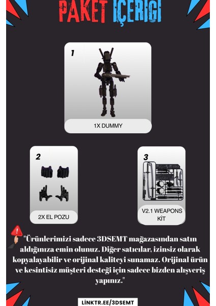 3D Dummy Figür | Hareketli, Pozlanabilir Koleksiyon Modeli | Silahlı Versiyon