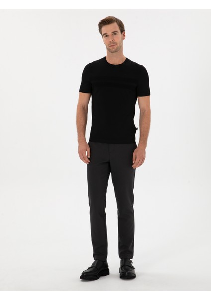 Erkek Siyah Slim Fit Bisiklet Yaka Triko T-shirt 50311875-VR046 fırsatları