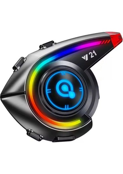 Y21 Rgb Işık Efektli Intercom Bluetooth Motosiklet Kask Kulaklığı Intercom Kulaklık