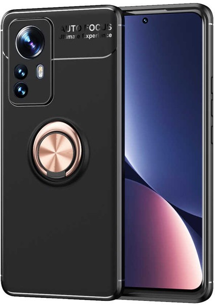 Xiaomi Mi 12 Pro Kılıf Omsy Ravel Silikon Kapak-Siyah-Rose Gold