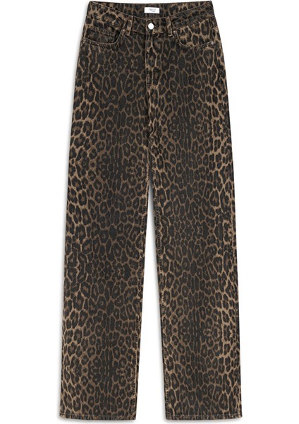 Sloganlı Elastik Bel Jean Pantolon TW6250018022015