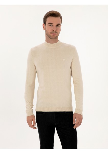 Erkek Bej Slim Fit Pamuk Karışımlı Çeyrek Balıkçı Yaka Basic Triko Kazak 50318704-VR011 modelleri